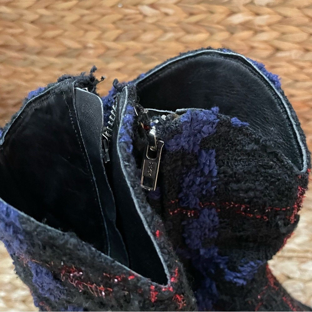 Momo Tweed Ankle Boots Patchwork Blue - Picture 8 of 12